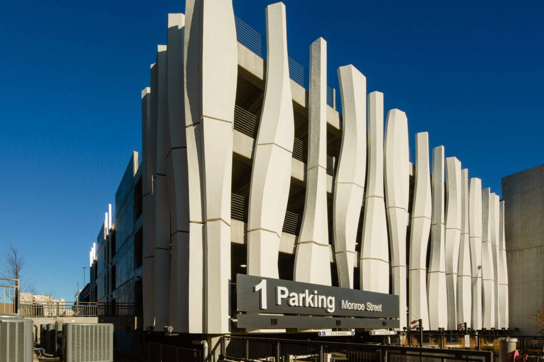 monroe parking garage with 3d printed facade